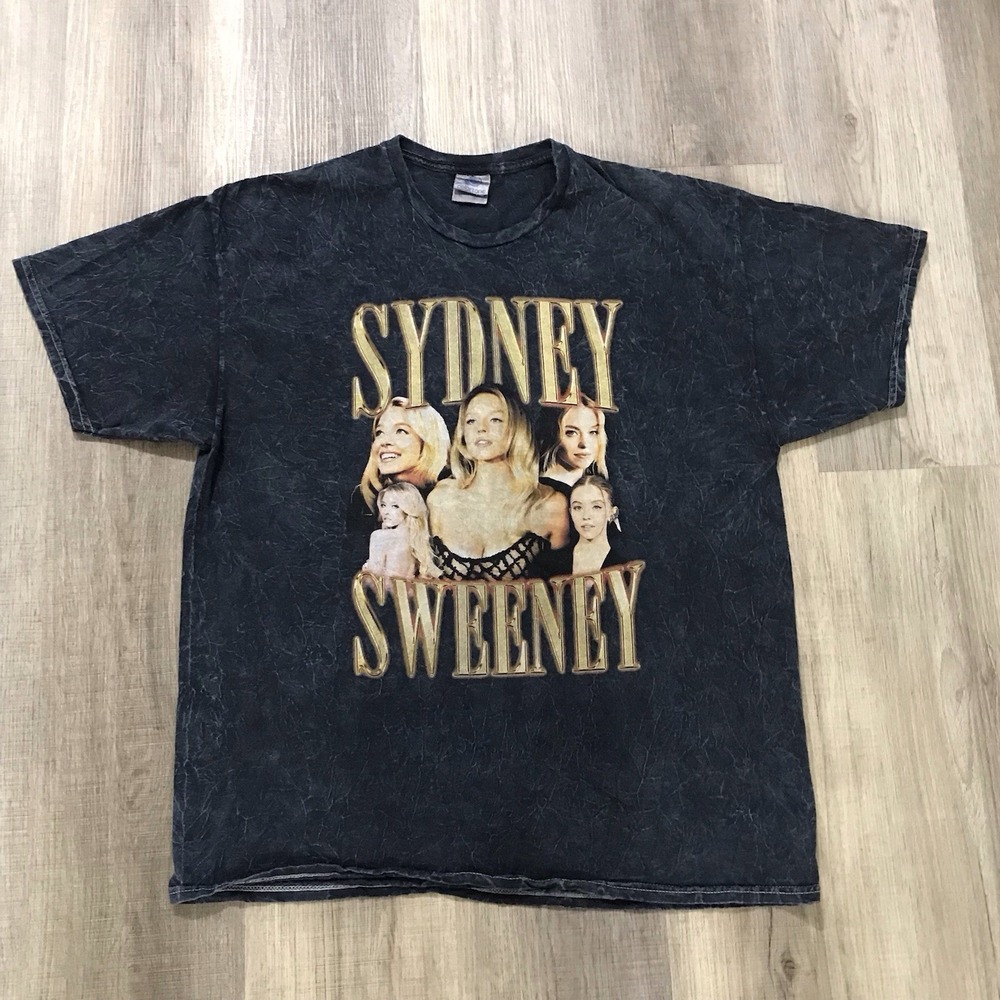 Sydney Sweeney Colortone Acid Wash X-Large Photo Collage Euphoria T Shirt XL